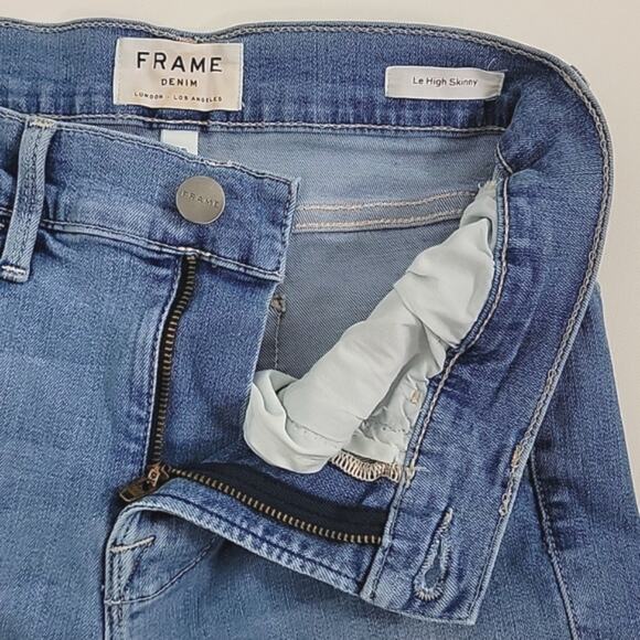 Frame Le High Skinny Raw Edge Blue Denim Jeans in Europa 26 - Picture 6 of 15